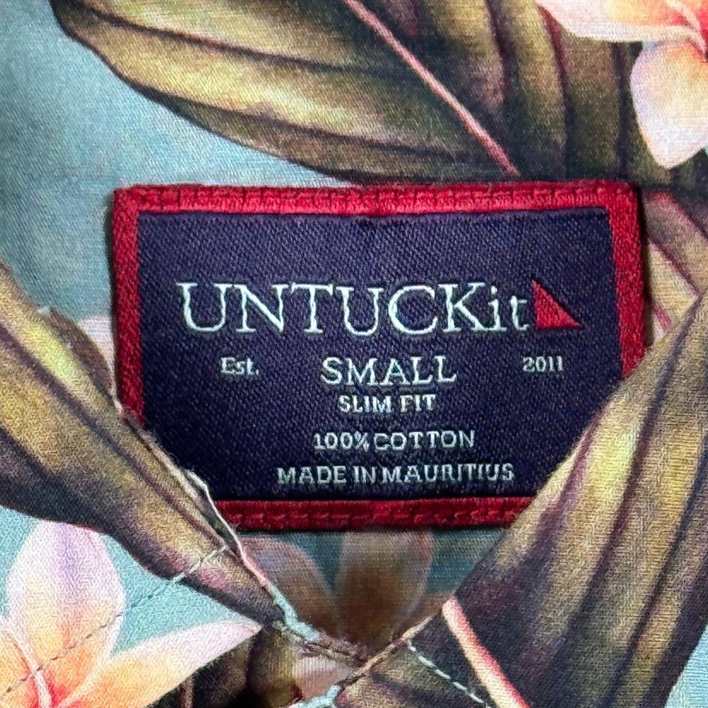UNTUCKit Damien S/S Slim Fit‎ Floral Tropical Cotton Shirt Blue Mens Small 41139 - Picture 3 of 7